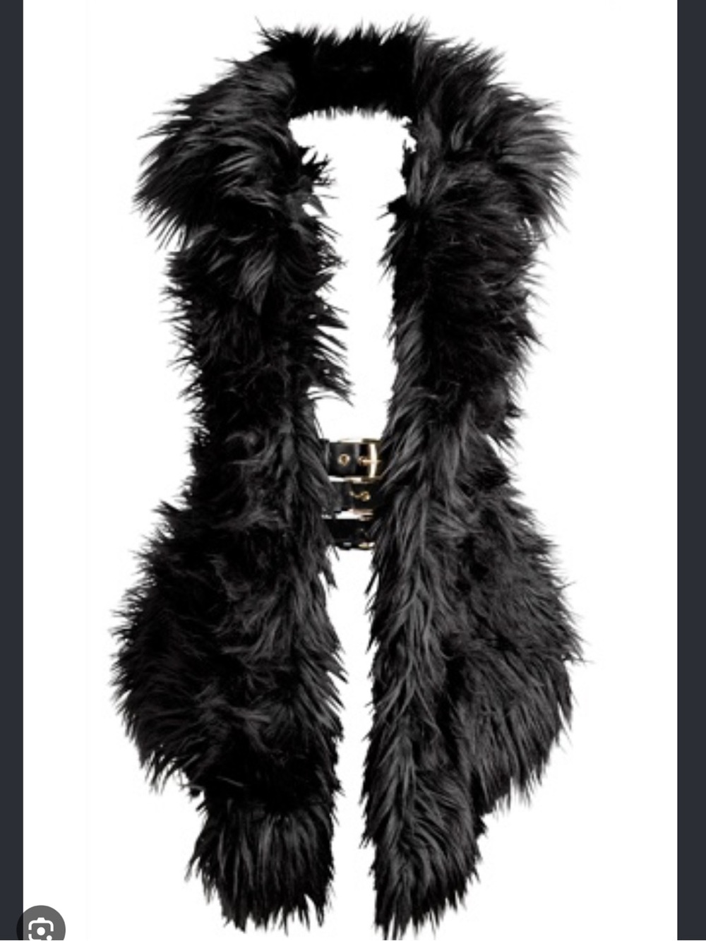 Y2K Versace /H&M Black Faux Fur Teddy Halter Vest with Belt Detail